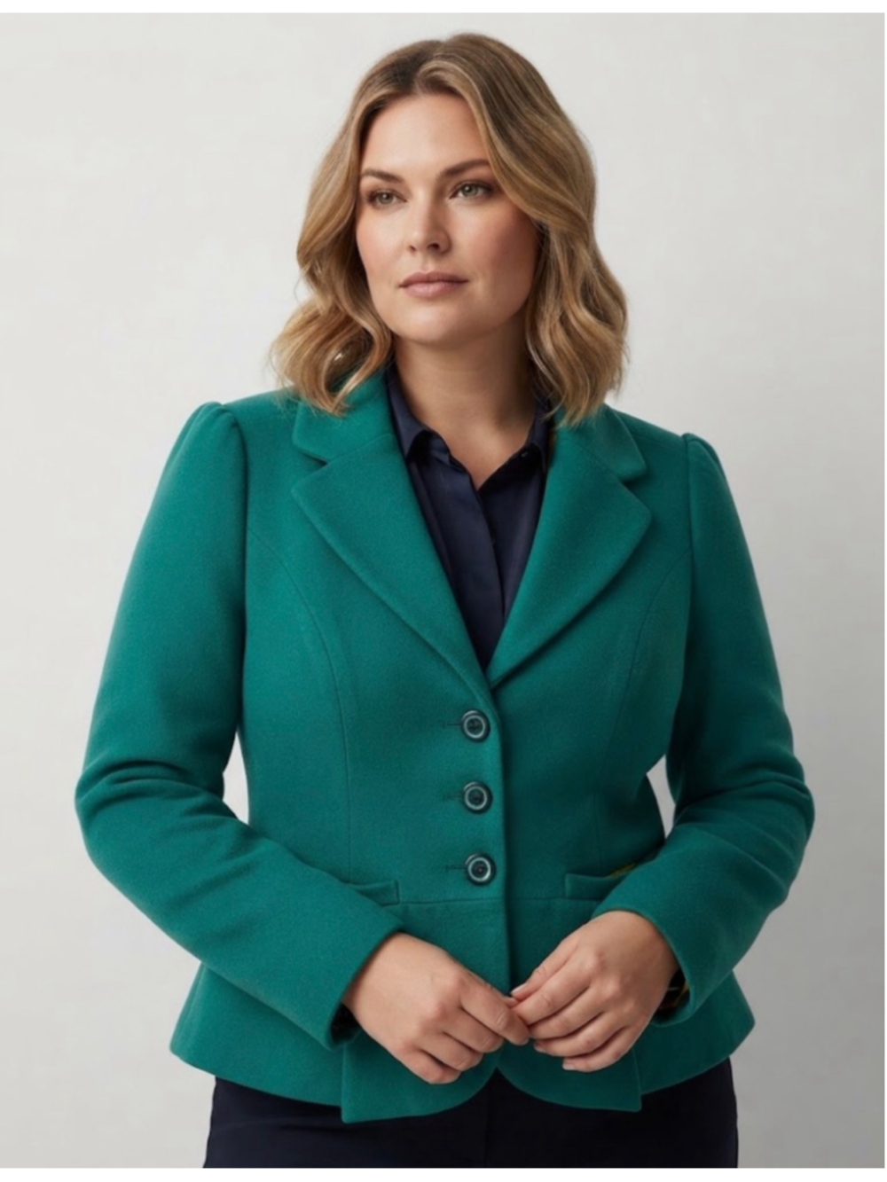 Joujou Blazer Wool Blend Jacket Size L Green Yellow